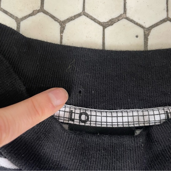 LAZY OAF Sally Dress Medium Black White Stripe Grunge Skater Streetwear Pockets - Picture 9 of 9